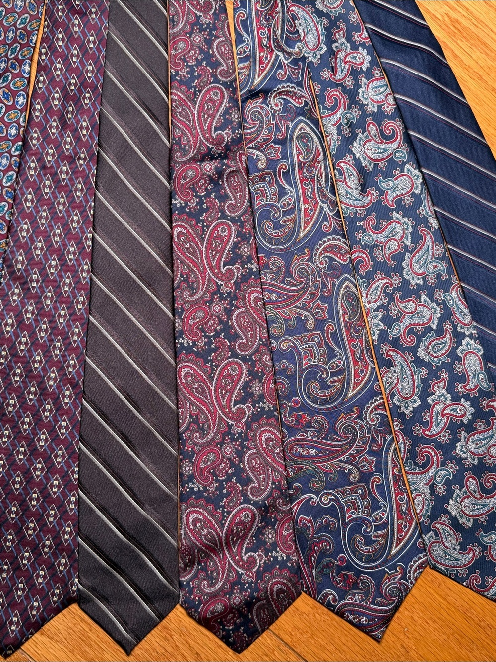 Men's Navy and Burgundy Paisley & Stripe Tie Collection